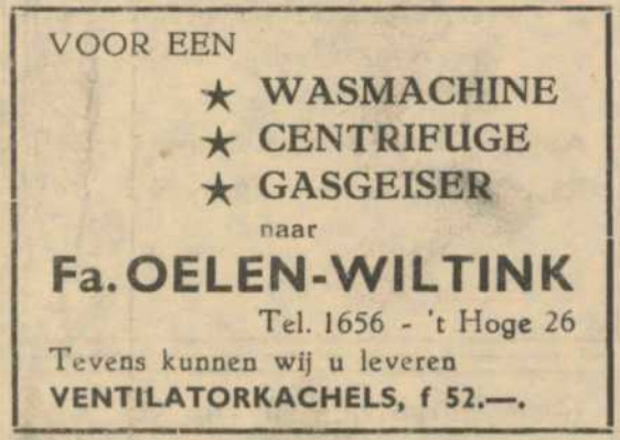 Advertentie Fa Oelen-Wiltink - Wiltink Installatietechniek